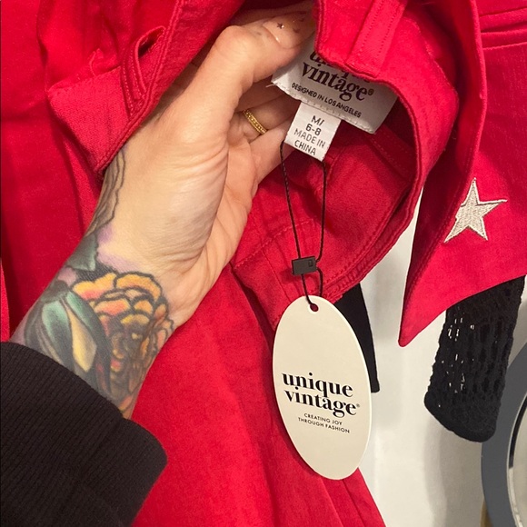 Pink Star-Embellished Women's Jumpsuit sz 6/8 medium cowgirl 70s - Picture 7 of 7